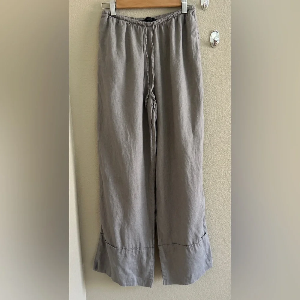 Zara Silver Gray linen wide leg pants size S